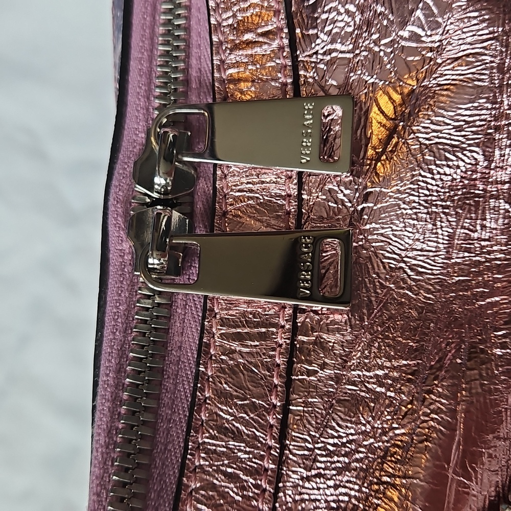 NWT $1850 Versace x Dua Lipa Pink Metallic Leather Bag Silver Medusa - Picture 6 of 14